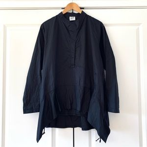 Planet Lauren G Tunic Art to Wear Long Sleeve Shirt Black Blouse Size 2 (10-14)